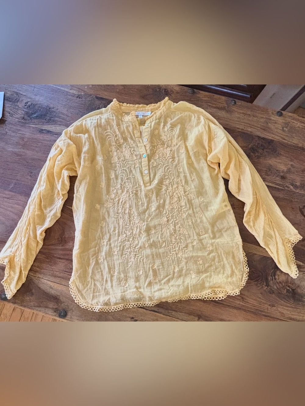 Cotton Kyla Seo Sunburst Yellow Embroidered Tunic - Picture 2 of 7